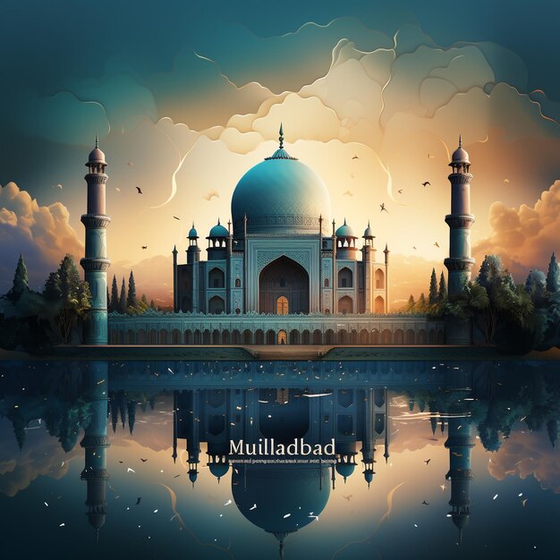 Vector gradiente Maulid al nabi fondo con el árabe