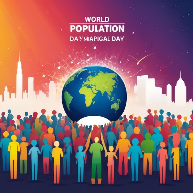 Vector gratuito Celebración del Día Mundial de la Población Ilustración Gráficos atractivos para la conciencia