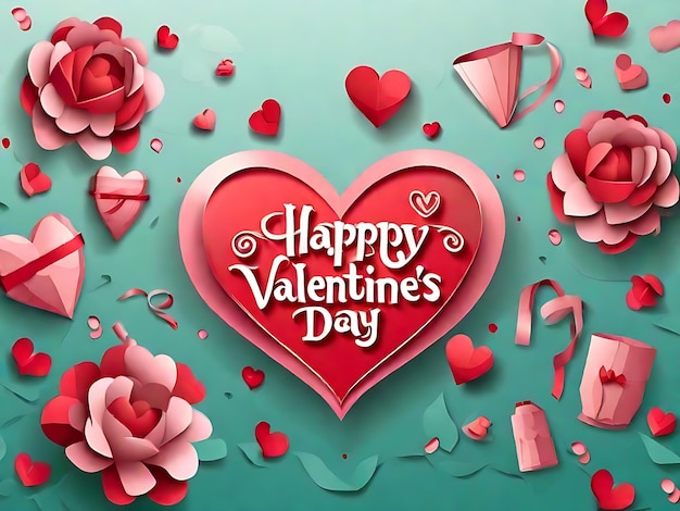Vector gratuito Feliz día de San Valentín en estilo papel
