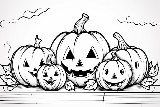 Un vector de Halloween en color blanco y negro para el libro de colorear para niños