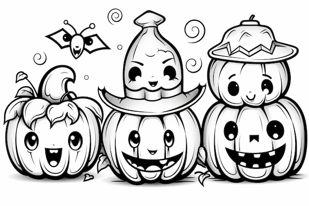 Un vector de Halloween en color blanco y negro para el libro de colorear para niños