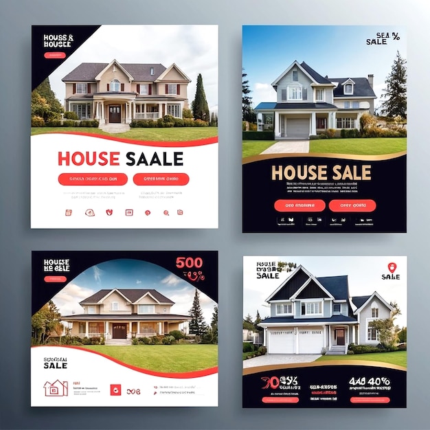 Vector Hausverkauf Social Media Cover Banner und Anzeigen Banner und Instagram Hausverkauf