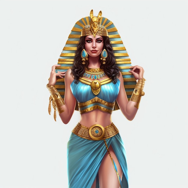 Vector hermosa diosa faraón egipcia Cleopatra dibujo en acuarela ilustración vectorial