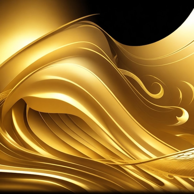 Vector hermoso fondo de lujo de onda que fluye dorado