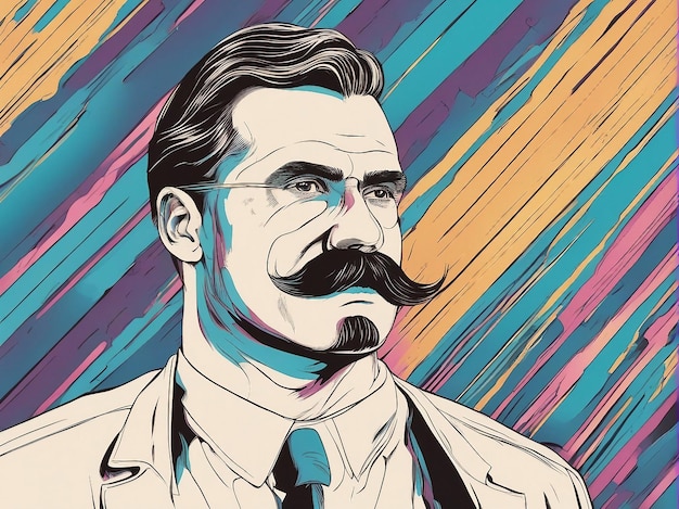 Vector de un hombre con un fondo de color bigote generado por AI