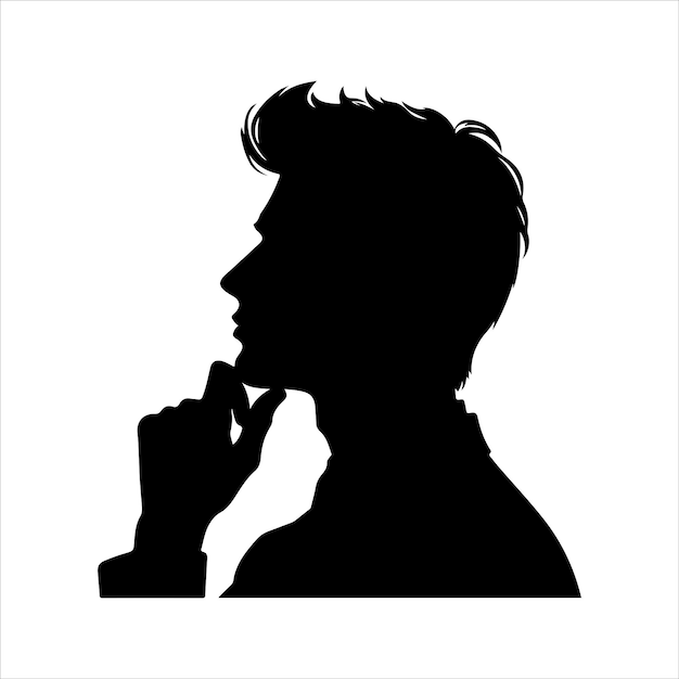 Vector hombre pensando pensamiento hombre silueta vector