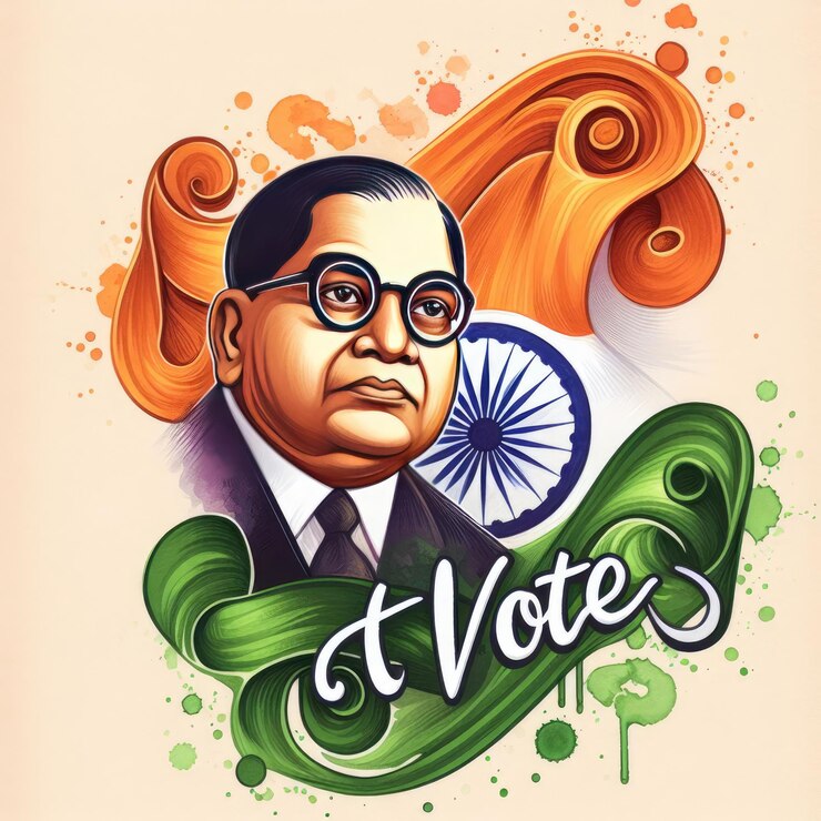 Foto vector homenaje a dr. ambedkar jayanti jai bhim campaña electoral de la india para los votantes