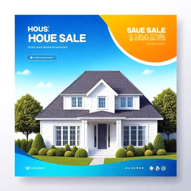 Foto vector house sale banner de cobertura de mídia social e banner de anúncios e instagram venda de casa