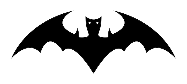 Vector icono animal murciélago espeluznante aislado en un logotipo de fondo blanco de la sombra de la silueta del murciélago