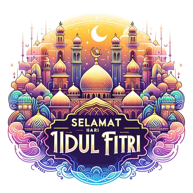 vector idul fitri una imagen colorida de una mezquita con un fondo colorido