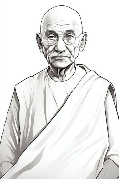 Vector de imagen en blanco y negro de Mahatma Gandhi