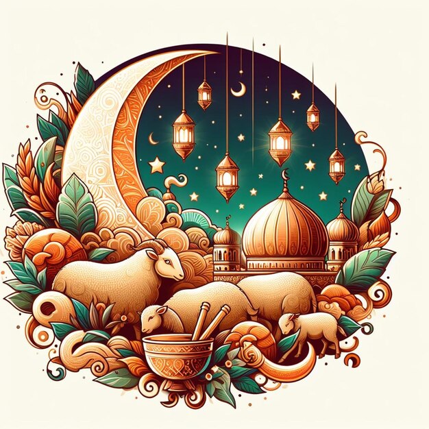 Foto vector islâmico livre festival eid al adha mubarak fundo muçulmano elegante