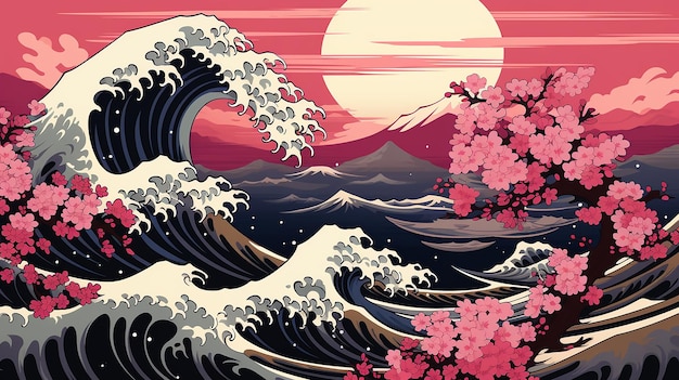 Foto vector_japanese_wave_flat_design_background