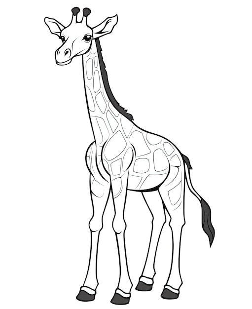 Foto vector de jirafa en negro y blanco para colorear página de colorear animales
