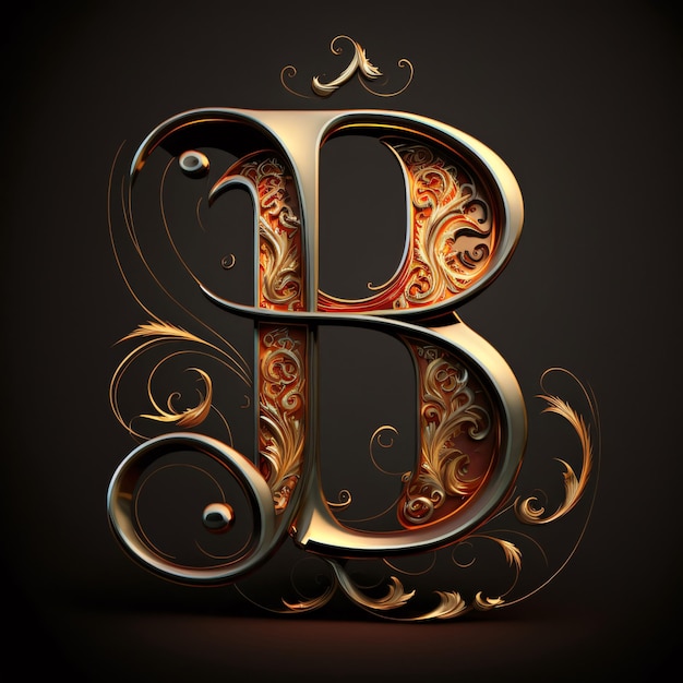 Foto vector letra maiúscula b com ornamento no estilo barroco