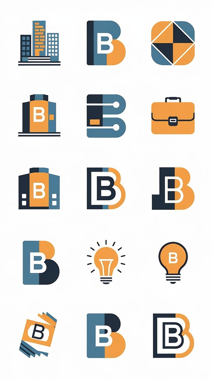 Foto vector de letras b signos de icono de la compañía símbolos planos conjunto de logotipos