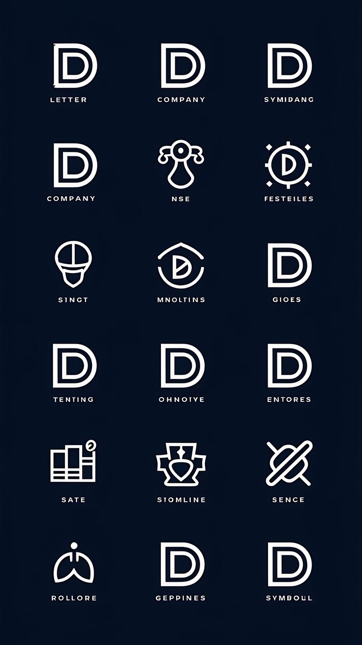 Foto el vector de letras d es el icono de la empresa, los signos planos, los símbolos planos y el conjunto de logotipos.