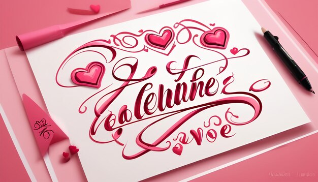 Foto vector de letras a mano para el día de san valentín