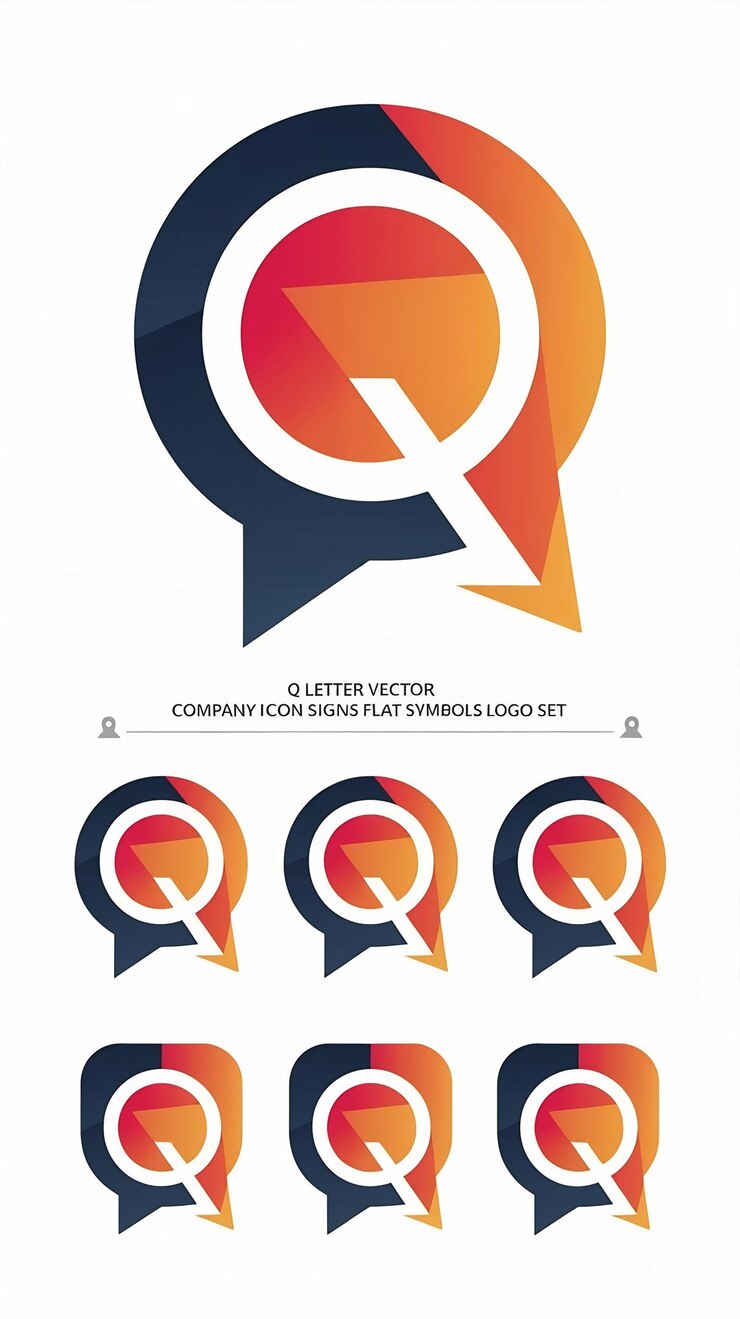 Foto vector de letras q signos de icono de la compañía símbolos planos conjunto de logotipos