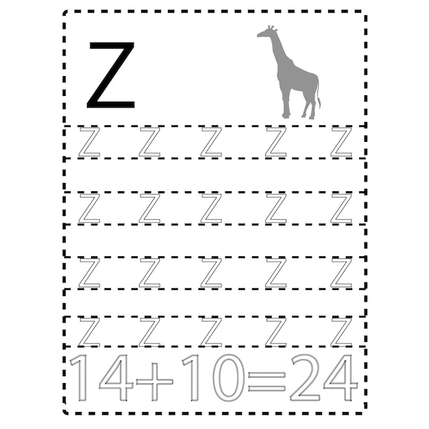 Vector Letter Tracing atividade infantil desenhar páginas