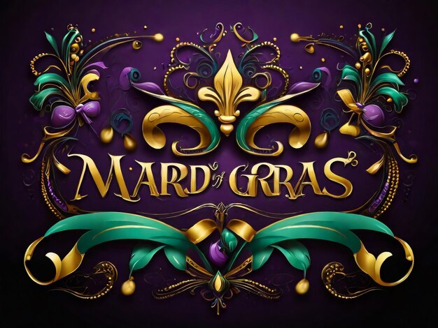 Foto vector lettering for mardi gras carnival filigree calligraphic font with traditional symbol of