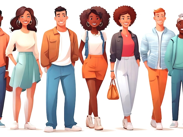 Vector libre grupo multirracial de diferentes personas diversas etnias AI GENERADO