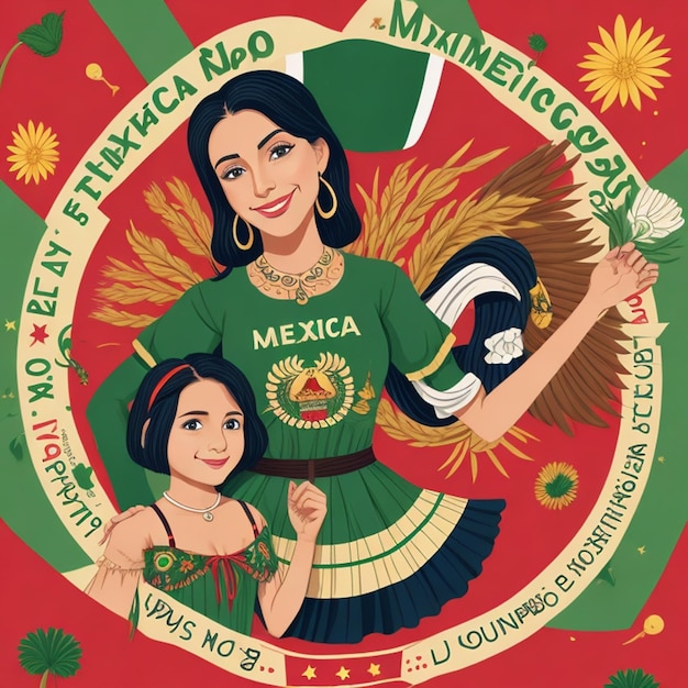 Foto vector libre de la guerra de independencia mexicana letras celebración del día de la independencia mexicana texto con