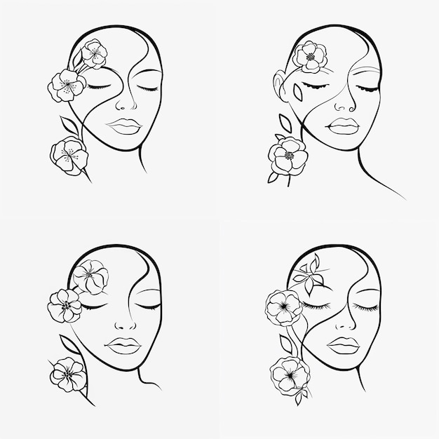 Vector libre mujer dibujada a mano con ilustraciones de flores