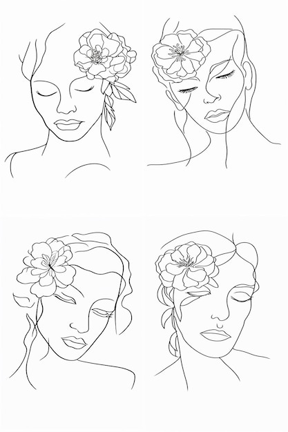Vector libre mujer dibujada a mano con ilustraciones de flores