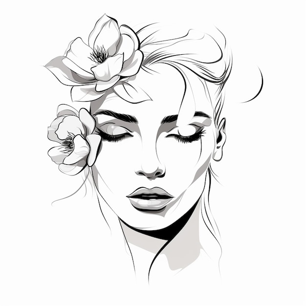 Vector libre mujer dibujada a mano con ilustraciones de flores