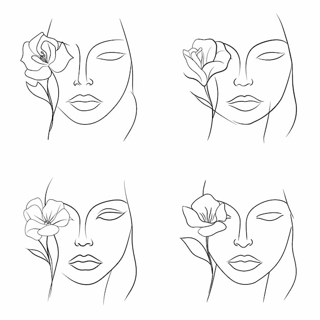 Vector libre mujer dibujada a mano con ilustraciones de flores