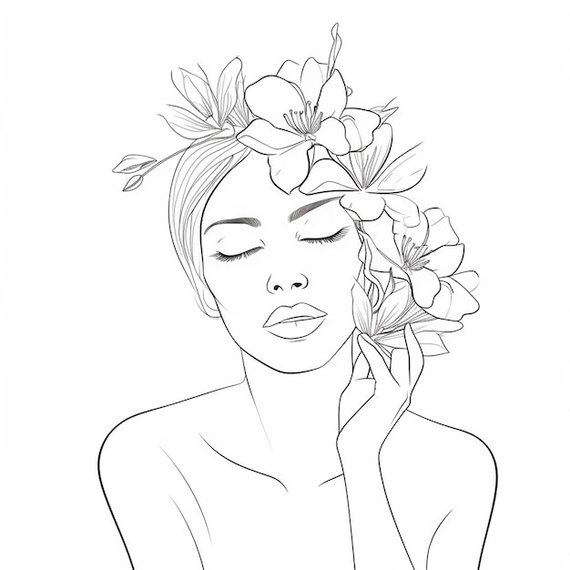 Vector libre mujer dibujada a mano con ilustraciones de flores