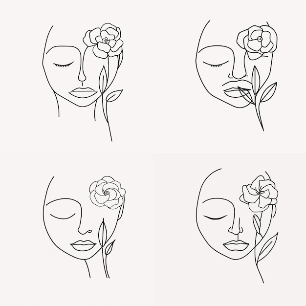 Vector libre mujer dibujada a mano con ilustraciones de flores