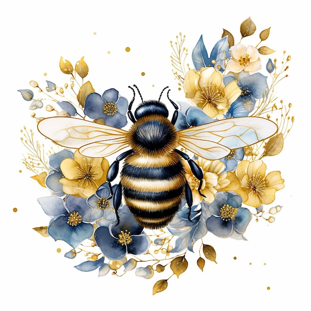 Foto vector libre vector hermosa pintura de acuarela de abeja