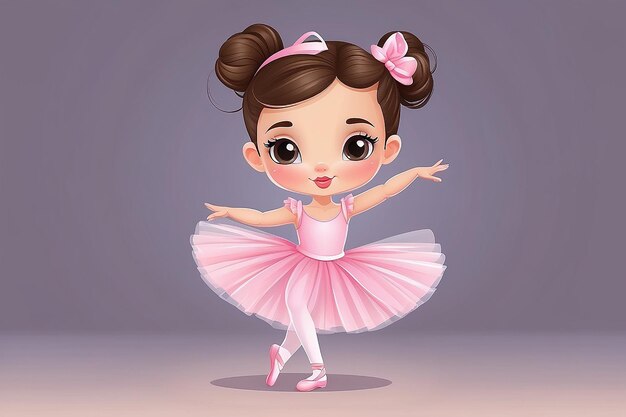 Vector linda pequeña bailarina bailando Vector bailarina chica en vestido tutu rosado bailarina ilustración vectorial