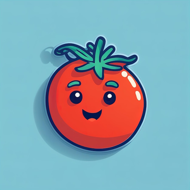 vector lindo tomate ilustración de personaje aislado sobre fondo azul ilustración vectorial de un lindo