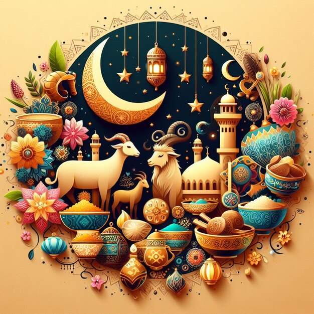 Vector livre festival Eid al Adha Mubarak fundo islâmico