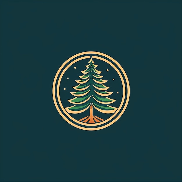 Foto vector de logotipo de árbol de navidad de color plano