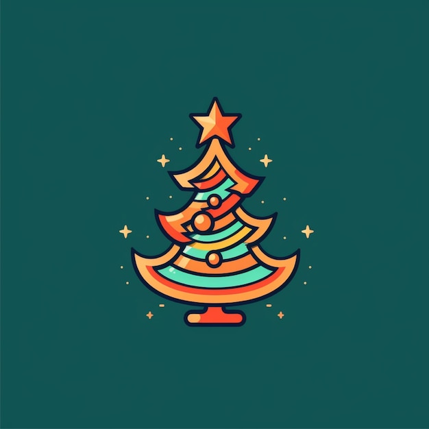 Foto vector de logotipo de árbol de navidad de color plano