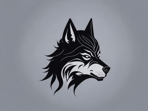 Foto vector del logotipo de la cabeza del lobo símbolo de la marca animal