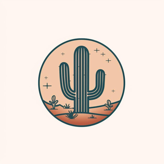 Foto vector de logotipo de cactus de color plano