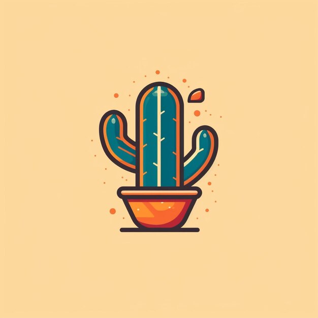 Vector de logotipo de cactus de color plano