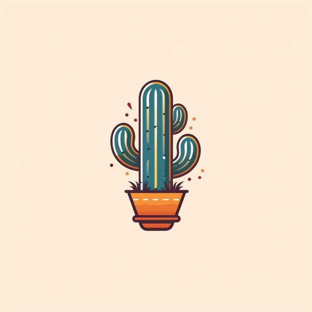 Vector de logotipo de cactus de color plano