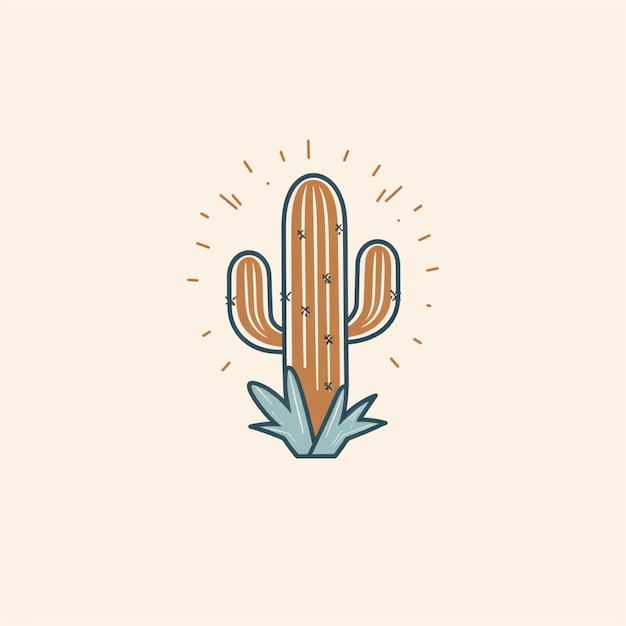 Foto vector de logotipo de cactus de color plano