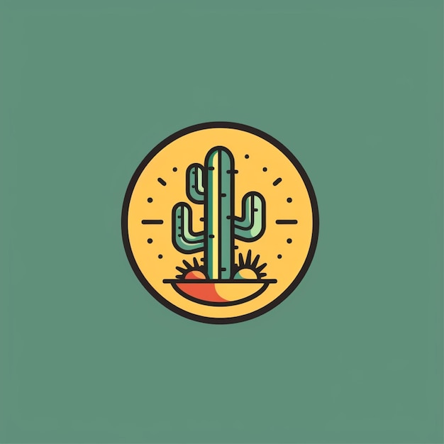 Vector de logotipo de cactus de color plano