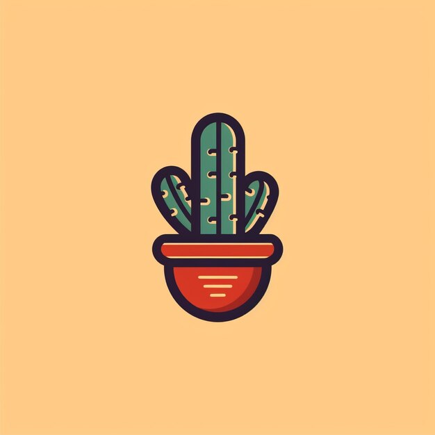 Vector de logotipo de cactus de color plano