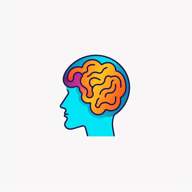 Vector de logotipo de cerebro de color plano