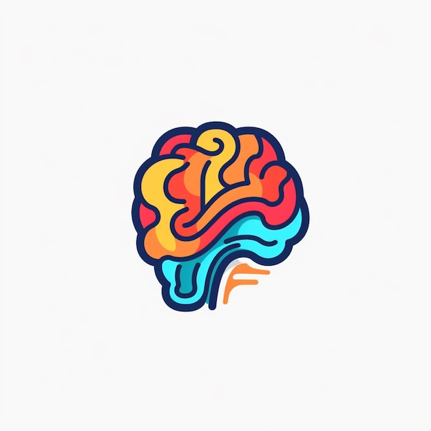 Foto vector de logotipo de cerebro de color plano