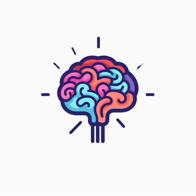 Vector de logotipo de cerebro de color plano