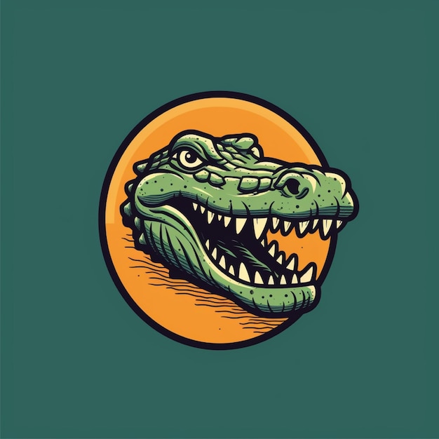 vector de logotipo de cocodrilo de color plano